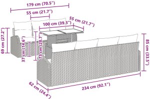 vidaXL 8-elementowy zestaw sof ogrodowych z poduszkami Szary Poli Rattan 10