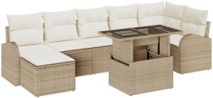 vidaXL Zestaw sofy 8-elementowej z poduszkami beżowy polirattan 2