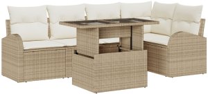 vidaXL 6-częściowy zestaw sof ogrodowych z poduszkami Beżowy Polirattan 2