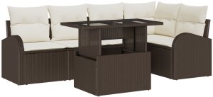 vidaXL Zestaw sof ogrodowych z poduszkami, brązowy, polirattan 2