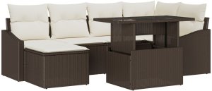 vidaXL 7-osobowy zestaw sofy ogrodowej z poduszkami brązowy polirattan 2