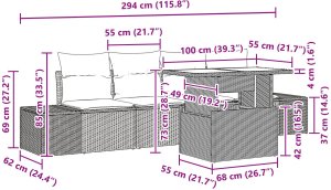 vidaXL 5-elementowy zestaw sof ogrodowych z poduszkami Szary Poli Rattan 10