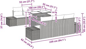 vidaXL 7-częściowy zestaw sof ogrodowych z poduszkami Szary Polirattan 10