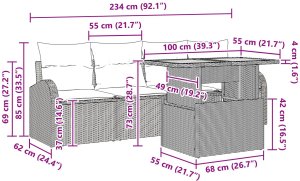 vidaXL 5-częściowy zestaw do jedzenia w ogrodzie z poduszkami Beżowy Rattan Akacja 10