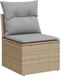 vidaXL Zestaw jadalny z 6 elementów z poduszkami Beżowy Poli Rattan Acacia 6