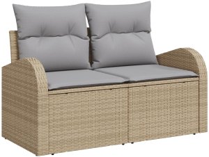 vidaXL 7-elementowy Zestaw Jadalny w Ogrodzie z Poduszkami Beżowy Rattan Akacja 4