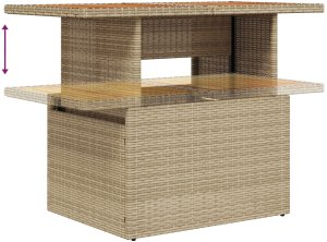 vidaXL 5-częściowy Zestaw do Jadalni Ogrodowej z Poduszkami - Beżowy Poli Rattan Akacja 10