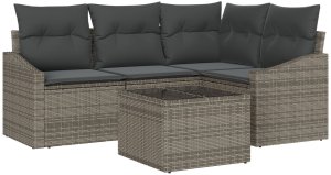 vidaXL 4-częściowy zestaw jadalniany do ogrodu z poduszkami czarny polirattan 2