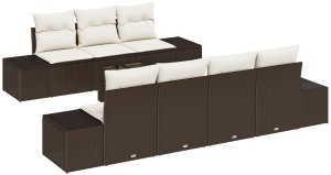 vidaXL Zestaw Sof Ogrodowych 8 Elementów z Poduszkami Brązowy Polirattan 2