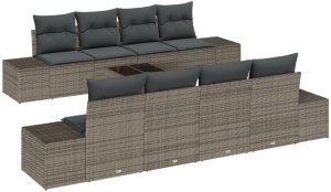 vidaXL 7-częściowy zestaw sof ogrodowych z poduszkami szary rattan 2
