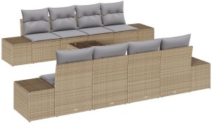 vidaXL Zestaw Sof Ogrodowych 7-elementowy z Poduszkami Beżowy Poly Rattan 2