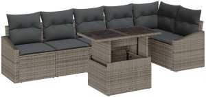 vidaXL 7 Częściowy Zestaw Sof Ogrodowych z Poduszkami Szary Rattan Poli 2