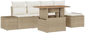 vidaXL 6-częściowy zestaw sof ogrodowych z poduszkami beżowy polirattan 2