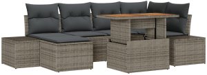 vidaXL 7-częściowy zestaw sof ogrodowych z poduszkami szary polirattan 2