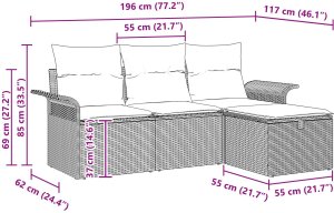 vidaXL Zestaw Sofy Ogrodowej 4 Częściowy z Poduszkami Brązowy Rattan Polietylenowy 9