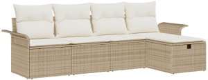 vidaXL 5-elementowy zestaw sof ogrodowych z poduszkami beżowy poli rattan 2
