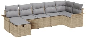 vidaXL Zestaw Sof Ogrodowych z Poduszkami Beżowy Poli Rattan 2