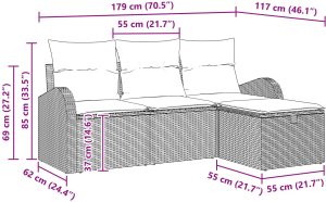 vidaXL Zestaw sofy ogrodowej  z poduszkami Beżowy Poli Rattan 9