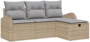 vidaXL 4-częściowy zestaw sof ogrodowych z poduszkami Beżowy Polirattan 2
