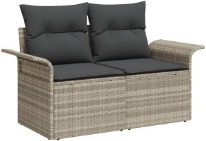 vidaXL Zestaw Sof Ogrodowych 6 Części z Poduszkami Jasnoszary Poly Rattan 4