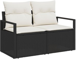 vidaXL Zestaw sof 7 częściowy z poduszkami Czarny Poli Rattan 4