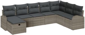 vidaXL Zestaw 8 sztuk sof ogrodowych z szarymi poduszkami poli rattan 2