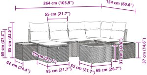 vidaXL 7 Częściowy Zestaw Sofy Ogrodowej z Poduszkami Czarny Polirattan 10