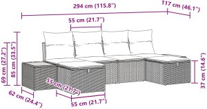 vidaXL 6-częściowy zestaw sof ogrodowych z poduszkami czarny polirattan 9
