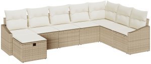 vidaXL Zestaw Sof Ogrodowych 8-osobowy z Poduszkami Beżowy Rattan 2