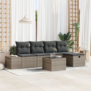 vidaXL 6-częściowy zestaw sof ogrodowych z poduszkami szary polyrattan 1