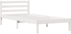 vidaXL Stelaż łóżka z zagłówkiem Biały 80x210 cm Lite drewno sosnowe 3