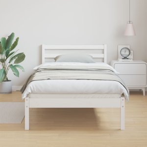 vidaXL Stelaż łóżka z zagłówkiem Biały 80x210 cm Lite drewno sosnowe 4