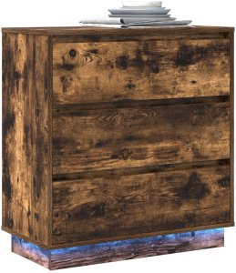 vidaXL Szafka nocna z LED Wędzony dąb 71x34.5x75 cm Drewno inżynieryjne 3