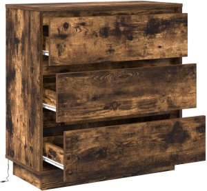 vidaXL Szafka nocna z LED Wędzony dąb 71x34.5x75 cm Drewno inżynieryjne 5