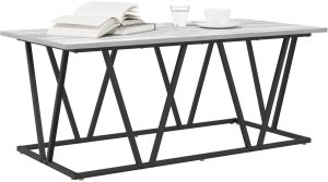 vidaXL Stolik kawowy szary sonoma 100x50x40 cm z drewna inżynieryjnego i metalu 3