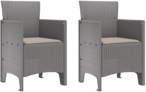 vidaXL 3-częściowy zestaw do jedzenia w ogrodzie z poduszkami jasnoszary polirattan 5