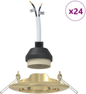 vidaXL Lampy wpuszczane  24 szt. Okrągłe GU10 Złote 90 mm Stal 4
