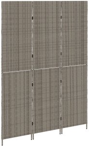 vidaXL Dzielnik pokoju 3 panele składany szary 147x180 cm z polirattanu 4
