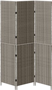 vidaXL Dzielnik pokoju 3 panele składany szary 147x180 cm z polirattanu 5