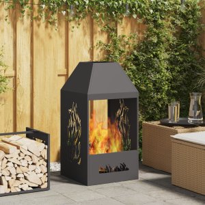 vidaXL Piec ogrodowy czarny 50x50x100 cm stalowy 1