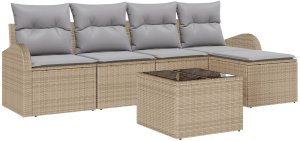 6-częściowy zestaw sofy ogrodowej z poduszkami czarny polirattan 2