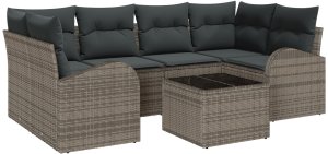 7-częściowy zestaw sof ogrodowych z poduszkami szary polirattan 2