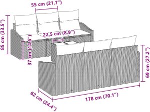 7-elementowy zestaw sof ogrodowych z poduszkami czarny polirattan 8