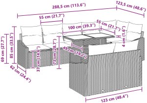 9-elementowy zestaw sof ogrodowych z poduszkami czarny polirattan 11