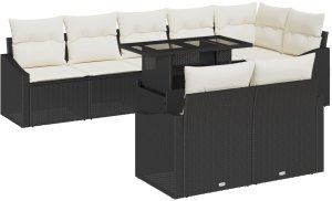 9-elementowy zestaw sof ogrodowych z poduszkami czarny polirattan 2