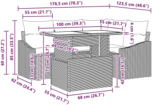 vidaXL Zestaw Sof na Ogród z Poduszkami Czarny Polirattan 11