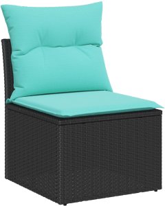 vidaXL Zestaw Sof na Ogród z Poduszkami Czarny Polirattan 5