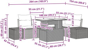 vidaXL Zestaw sof ogrodowych z poduszkami czarny poliester rattan 11
