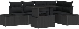 vidaXL Zestaw sof ogrodowych z poduszkami czarny poliester rattan 2