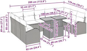 Zestaw jadalny do ogrodu z poduszkami, czarny, polirattan, akacja 11